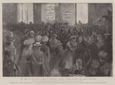 Die Nachricht von der Krankheit des Königs in Schottland, Bürger von Glasgow lesen die neuesten Bulletins von Henry Charles Seppings Wright